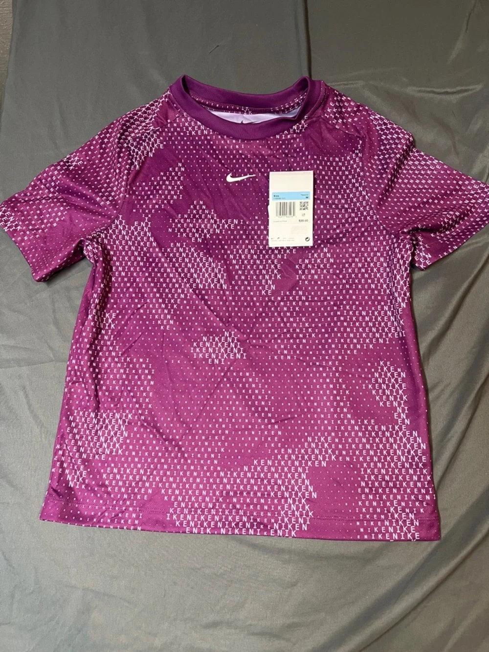 Nike Kids Purple Patterned Dri-FIT Short Sleeve Tee